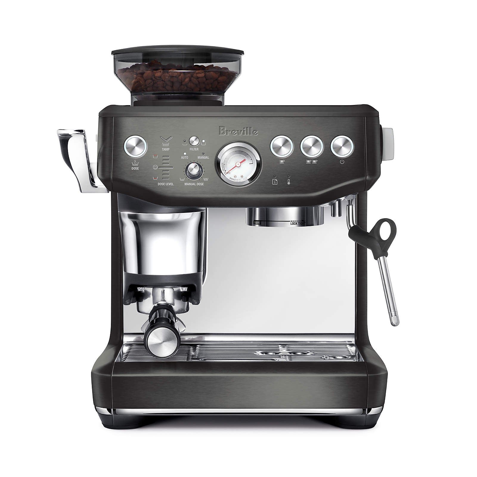 BrevilleBSBrsExpImpAVSSS24_VND Breville - Barista Express Impress Semi-Automatic Combo Espresso Machine with Grinder Black Stainless - BES876BST - Image 1