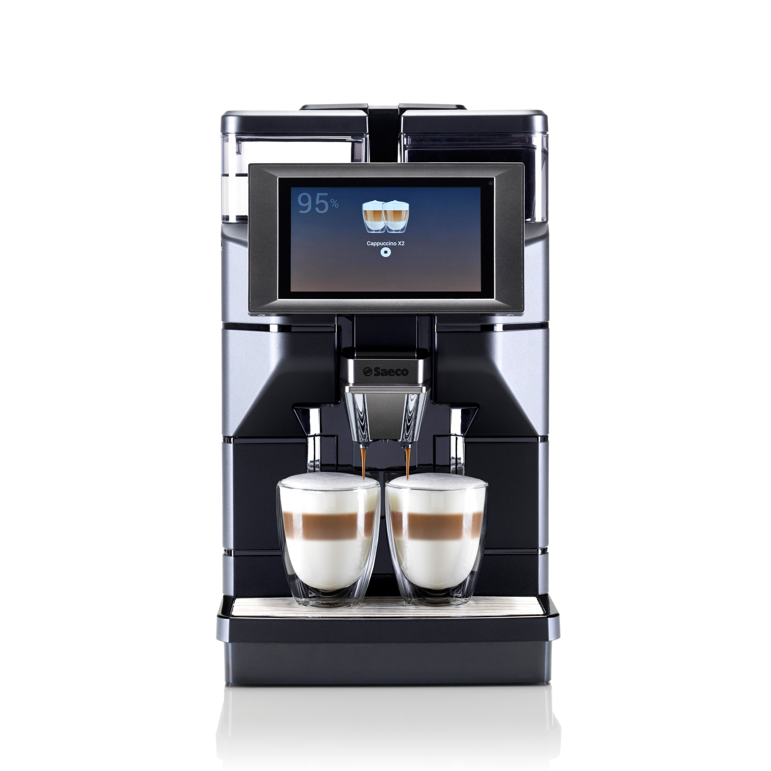 Magic-M2-black-front_cappuccinox2 Saeco - ProLine Magic M2+ Superautomatic Espresso Machine - S-9J0404 - Image 1