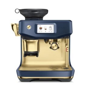Breville - Barista Touch Impress Semi-Automatic Combo Espresso Machine with Grinder - Damson Blue + Brass Accents - BES881DBB
