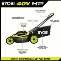 RYOBI 40V HP Brushless 20 in. Cordless Battery Walk Behind Push Mower with 6.0 - Image 2